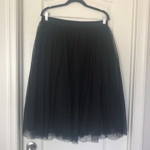 Black polka dot elastic chiffon skirt